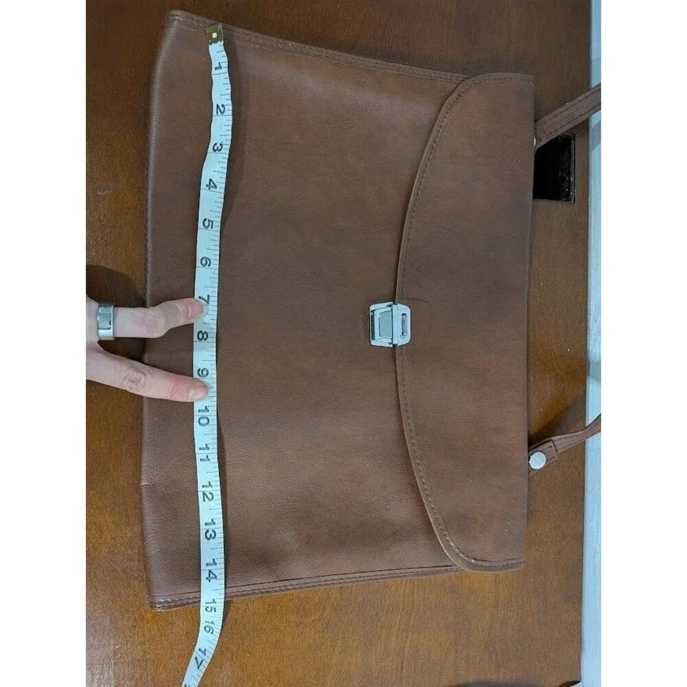 VINTAGE Brown Faux Leather Tablet Case Document Carrier Folio Slim Briefcase